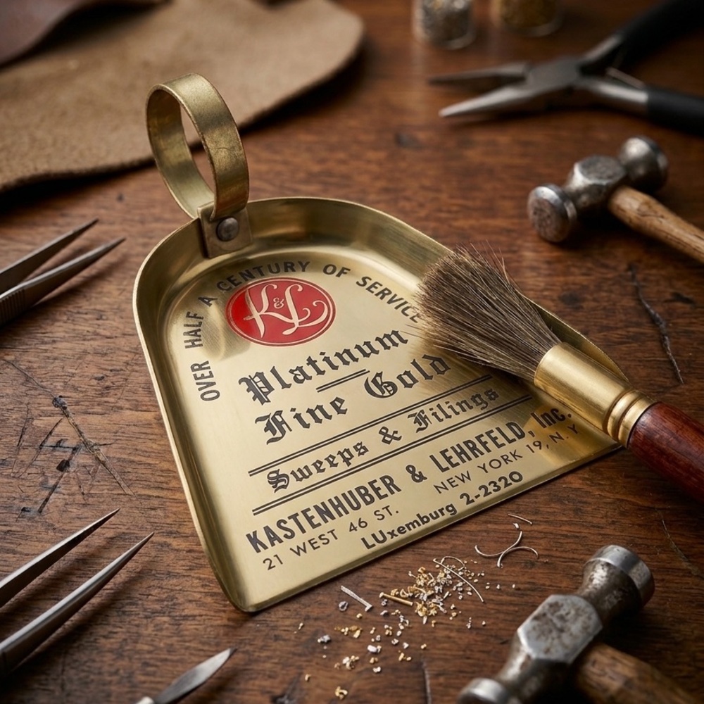 KASTENHUBER & LEHRFELD Jewlery Gold Platinum Dust Pan Vintage Miniature 3”